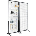 2-Pack 2'x5.6' Floorstanding Grid Wall Panel Tower with T-Base, Double-Sided Wire Racks for Art Craft Shows