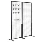 2-Pack 2'x5.6' Floorstanding Grid Wall Panel Tower with T-Base, Double-Sided Wire Racks for Art Craft Shows