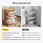 3 Tier Metal Storage Utility Cart with Wheels - Kitchen Trolley