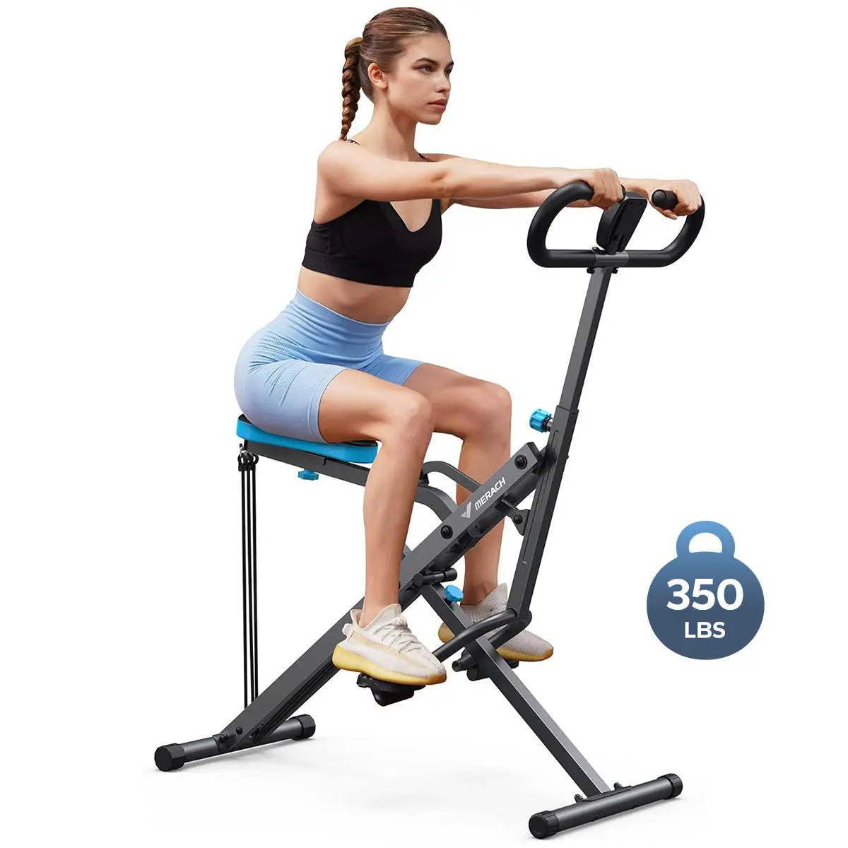 2‑in‑1 Squat Rowing Machine, Adjustable Resistance Leg & Glutes Exercise Equipment with LCD Monitor, 350LBS Capacity Home Gym Workout Machine