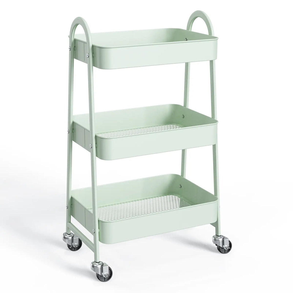 3 Tier Metal Storage Utility Cart with Wheels - Kitchen Trolley