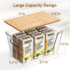 High-Quality Plastic Food Storage Box with Wooden Lid - Transparent Cube Containers with Lids, Kitchen Accessories for Fruits